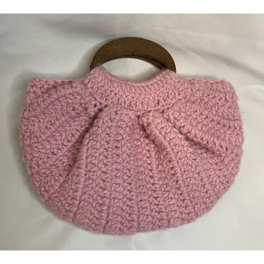 Crocheted Purse Cottage Coquette Pink Barbie Twee Handmade Cloth Floral Liner